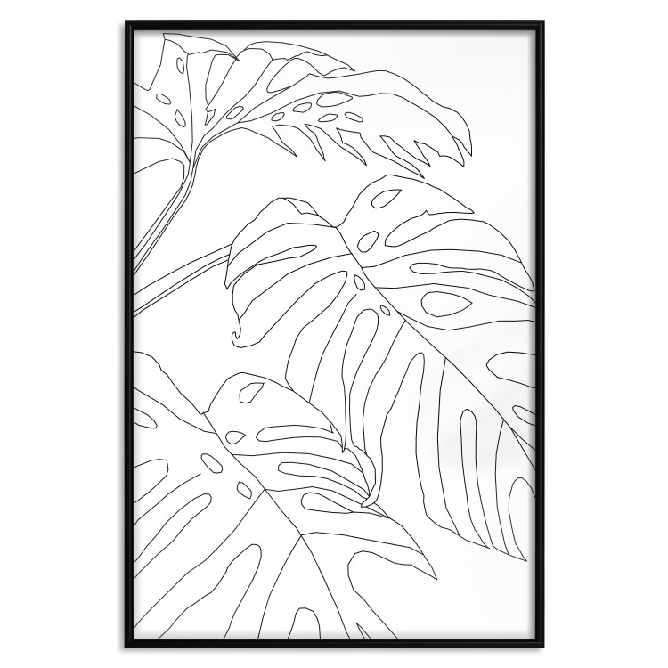 Poster Monstera Composition - line art of tropical plant leaves on white background 128364 additionalImage 18