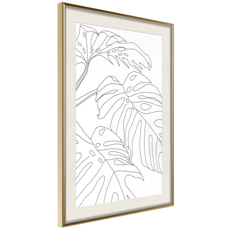 Poster Monstera Composition - line art of tropical plant leaves on white background 128364 additionalImage 3