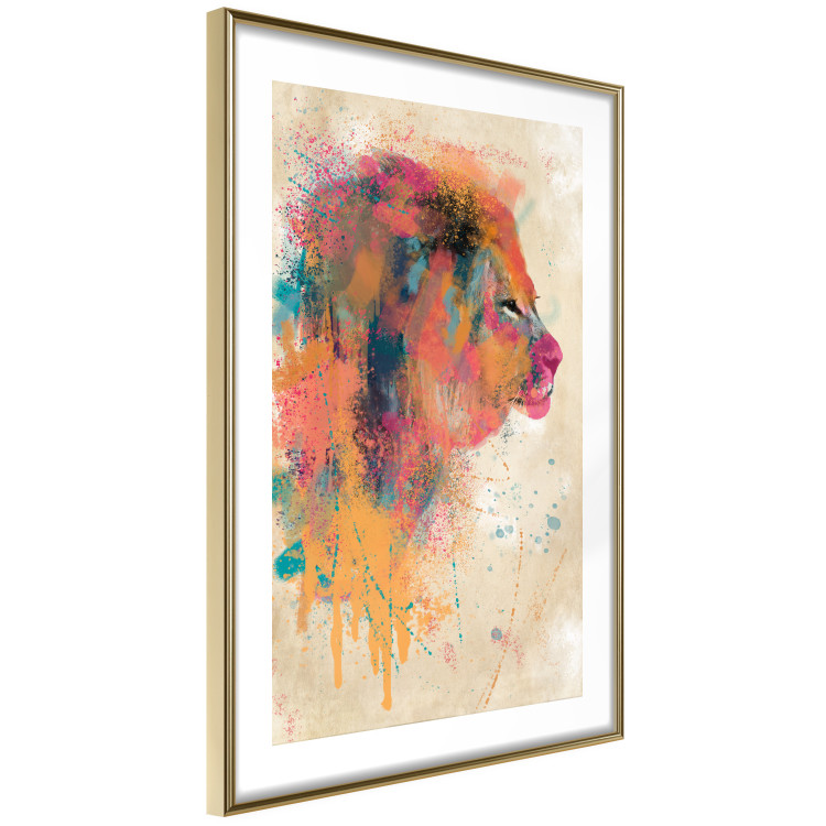 Poster Watercolor Lion - colorful abstract composition with wild animal 128864 additionalImage 7
