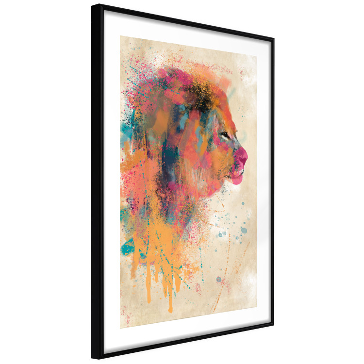 Poster Watercolor Lion - colorful abstract composition with wild animal 128864 additionalImage 8