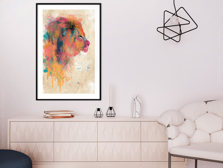 Poster Watercolor Lion - colorful abstract composition with wild animal 128864 additionalImage 23