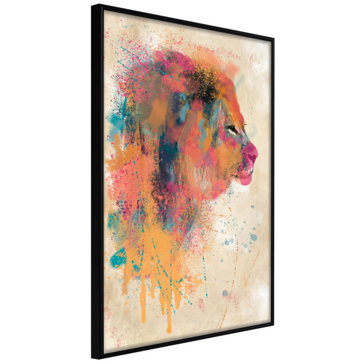 Poster Watercolor Lion - colorful abstract composition with wild animal 128864 additionalImage 11