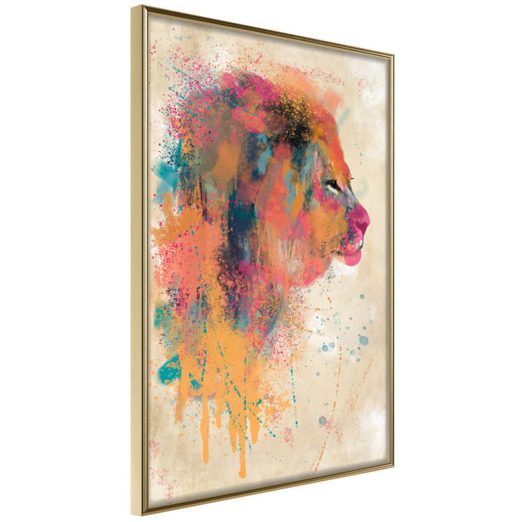 Poster Watercolor Lion - colorful abstract composition with wild animal 128864 additionalImage 14