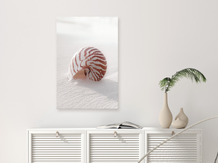 Canvas Seashell in the sand - seaside landscape with a bowl buryed in the sand on the beach 129464 additionalImage 3
