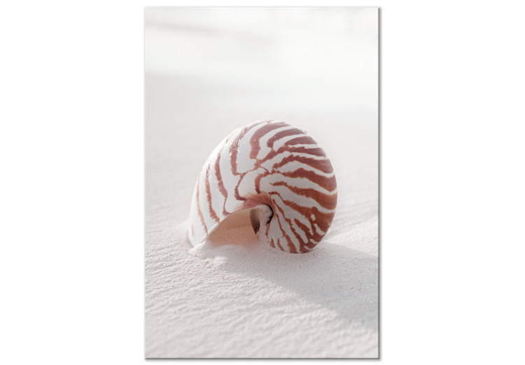 Canvas Seashell in the sand - seaside landscape with a bowl buryed in the sand on the beach 129464