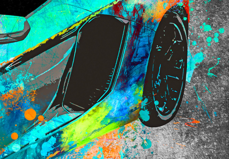 Canvas Art Print Aerodynamics (3-piece) - abstract car on a black background 129864 additionalImage 5