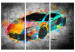 Canvas Art Print Aerodynamics (3-piece) - abstract car on a black background 129864