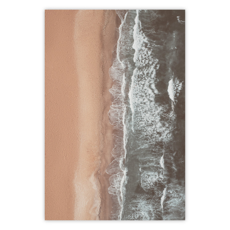 Poster Shoreline - a landscape of an orange beach and sea from a bird's-eye view 130764