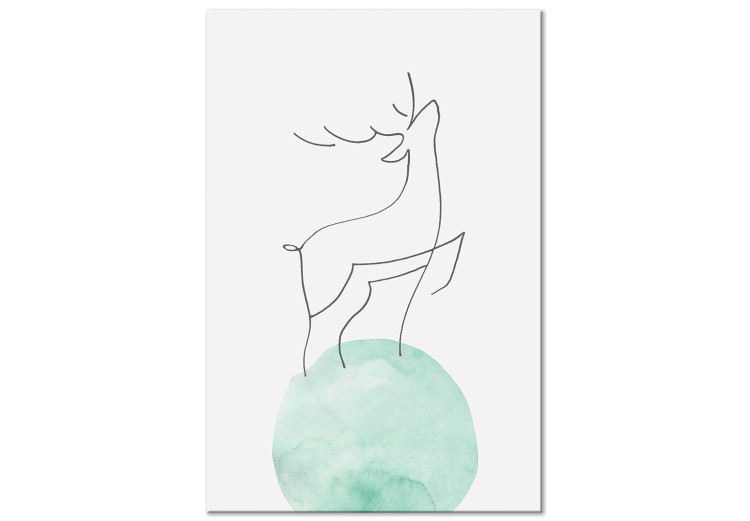 Canvas Art Print Courage (1-piece) Vertical - deer on a blue pastel moon 131764
