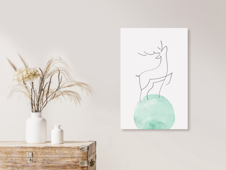 Canvas Art Print Courage (1-piece) Vertical - deer on a blue pastel moon 131764 additionalImage 3