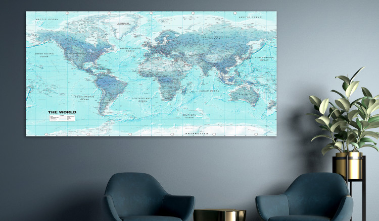 Large canvas print World Map: Sky Blue World II [Large Format] 132364 additionalImage 6