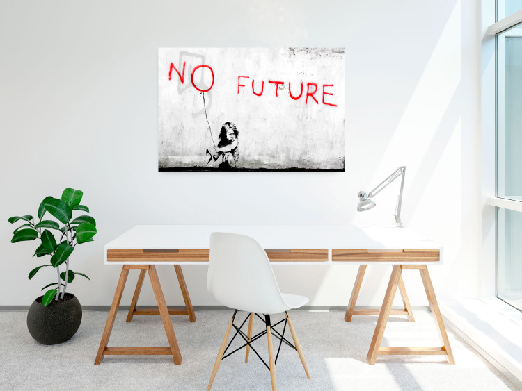 Wall Poster No Future - black and white mural of a girl and red writings 132464 additionalImage 14