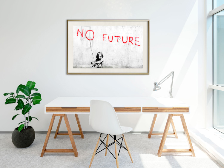 Wall Poster No Future - black and white mural of a girl and red writings 132464 additionalImage 21