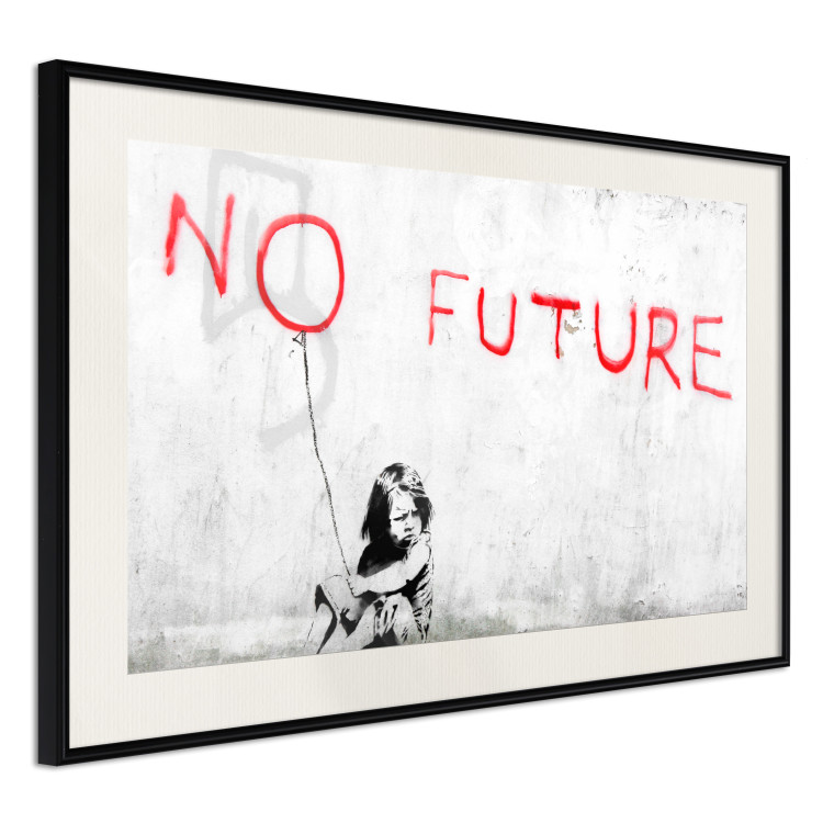 Wall Poster No Future - black and white mural of a girl and red writings 132464 additionalImage 3