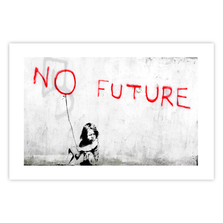 Wall Poster No Future - black and white mural of a girl and red writings 132464 additionalImage 16