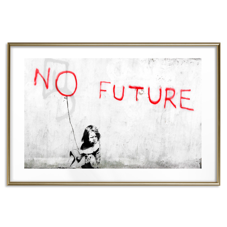 Wall Poster No Future - black and white mural of a girl and red writings 132464 additionalImage 27