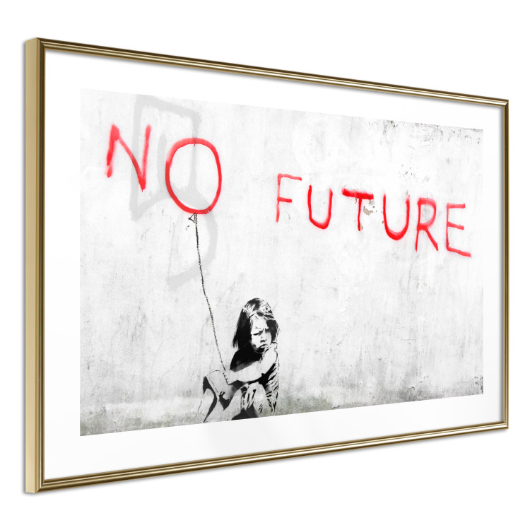 Wall Poster No Future - black and white mural of a girl and red writings 132464 additionalImage 6