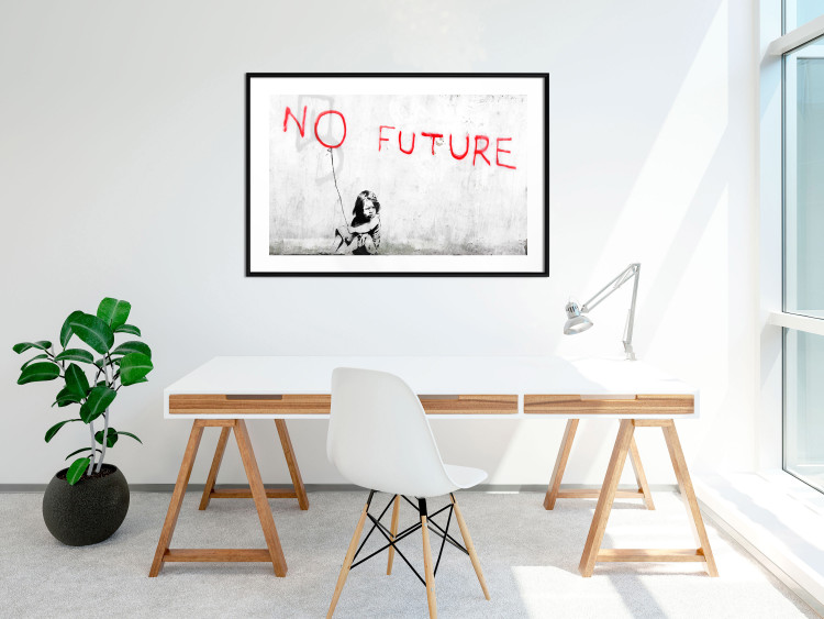 Wall Poster No Future - black and white mural of a girl and red writings 132464 additionalImage 6