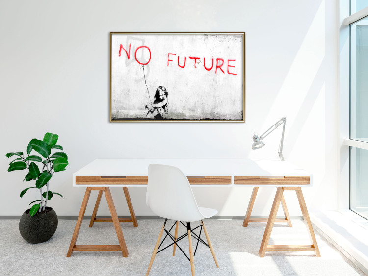 Wall Poster No Future - black and white mural of a girl and red writings 132464 additionalImage 5
