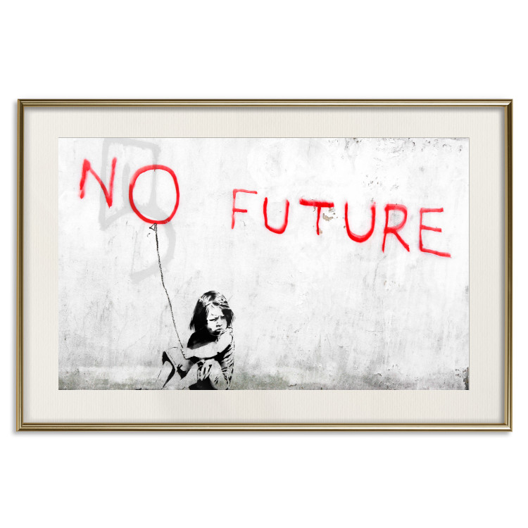 Wall Poster No Future - black and white mural of a girl and red writings 132464 additionalImage 24