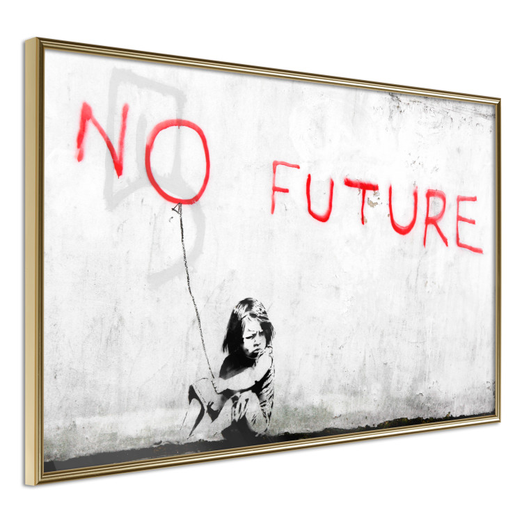 Wall Poster No Future - black and white mural of a girl and red writings 132464 additionalImage 14