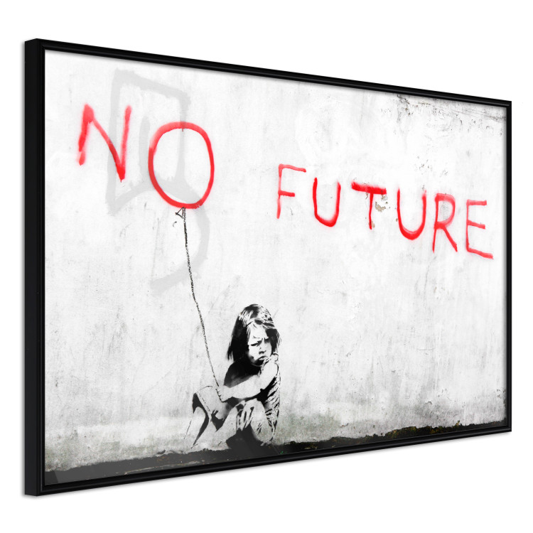 Wall Poster No Future - black and white mural of a girl and red writings 132464 additionalImage 10
