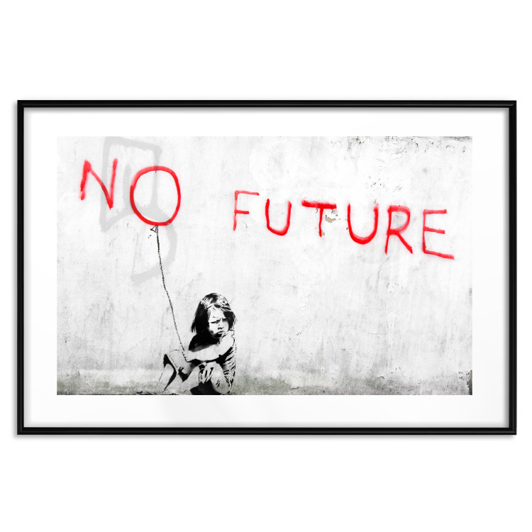 Wall Poster No Future - black and white mural of a girl and red writings 132464 additionalImage 26