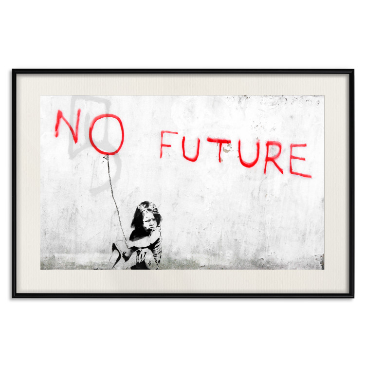 Wall Poster No Future - black and white mural of a girl and red writings 132464 additionalImage 23