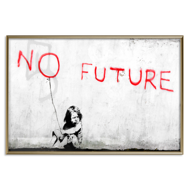 Wall Poster No Future - black and white mural of a girl and red writings 132464 additionalImage 25