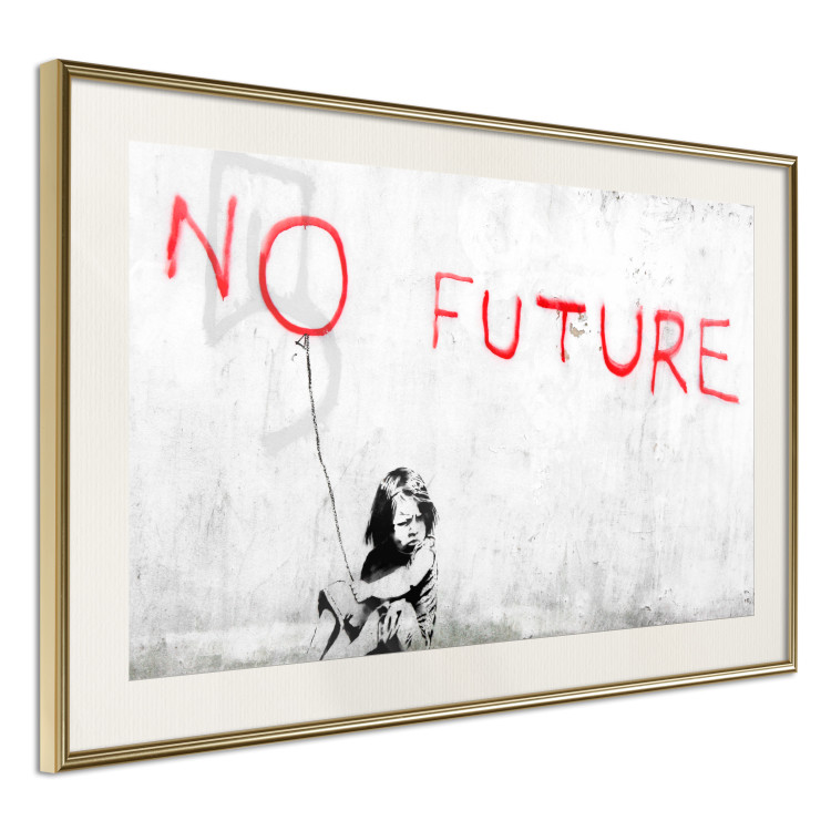 Wall Poster No Future - black and white mural of a girl and red writings 132464 additionalImage 2
