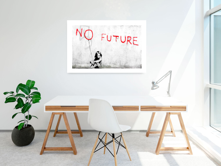Wall Poster No Future - black and white mural of a girl and red writings 132464 additionalImage 4