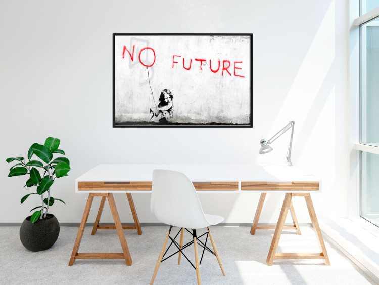 Wall Poster No Future - black and white mural of a girl and red writings 132464 additionalImage 3