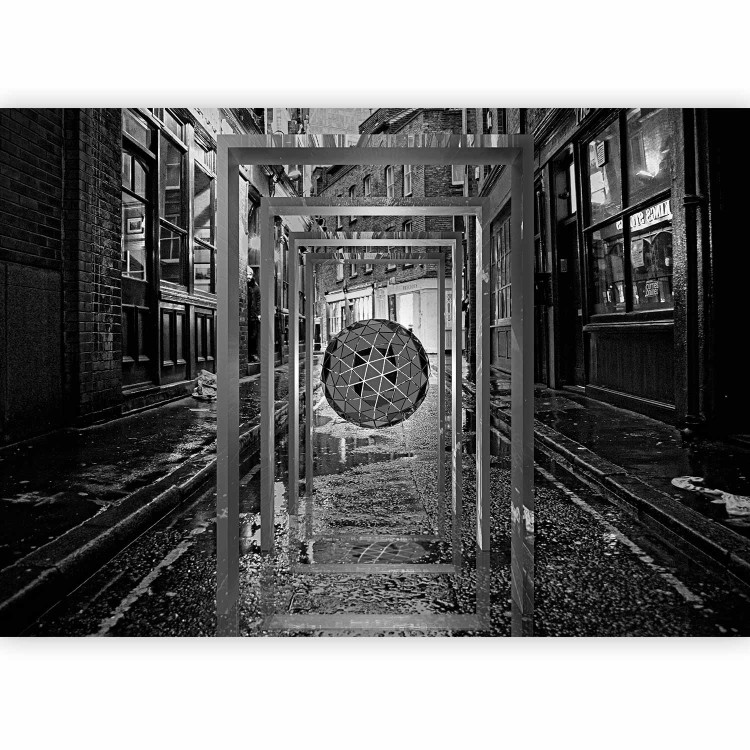 Wall Mural Narrow street - black and white fantasy with street architecture and 3D effect 134664 additionalImage 5