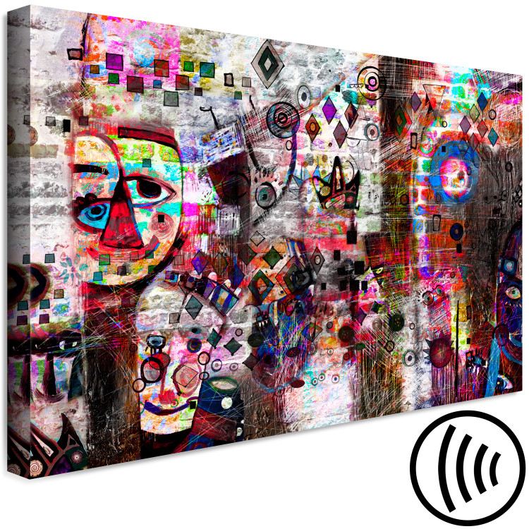 Canvas Print Colorful faces - Abstraction stylized on children's drawing 135964 additionalImage 6