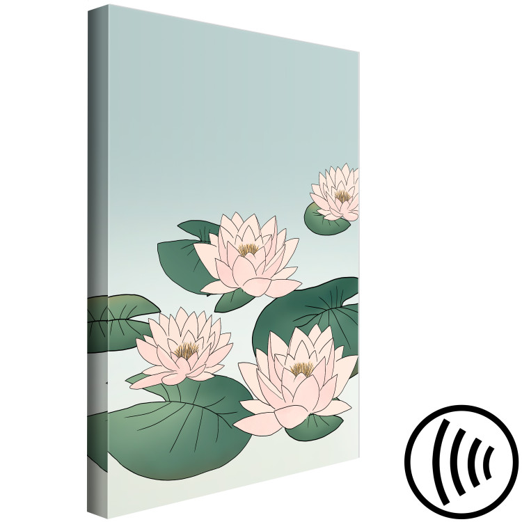 Canvas Print Pink Water Lilies (1-piece) Vertical - landscape with flowers on water 142464 additionalImage 6