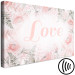 Canvas Print Love (1-piece) - love inscription on a pink background with flowers and leaves 144764 additionalThumb 6