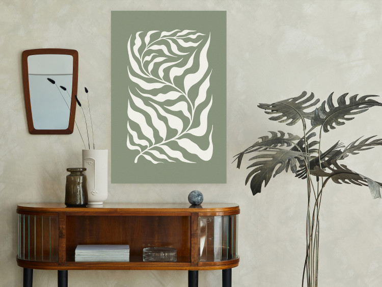 Wall Poster Plant on a Sage Background - Abstract Leaves Inspired by Matisse 150064 additionalImage 13