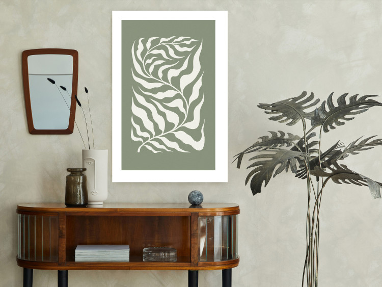 Wall Poster Plant on a Sage Background - Abstract Leaves Inspired by Matisse 150064 additionalImage 9