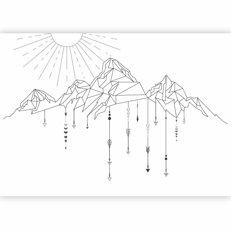 Wall Mural Outline of a Mountain Range - Minimalist Depiction of Mountains in Boho Style 151264 additionalImage 5