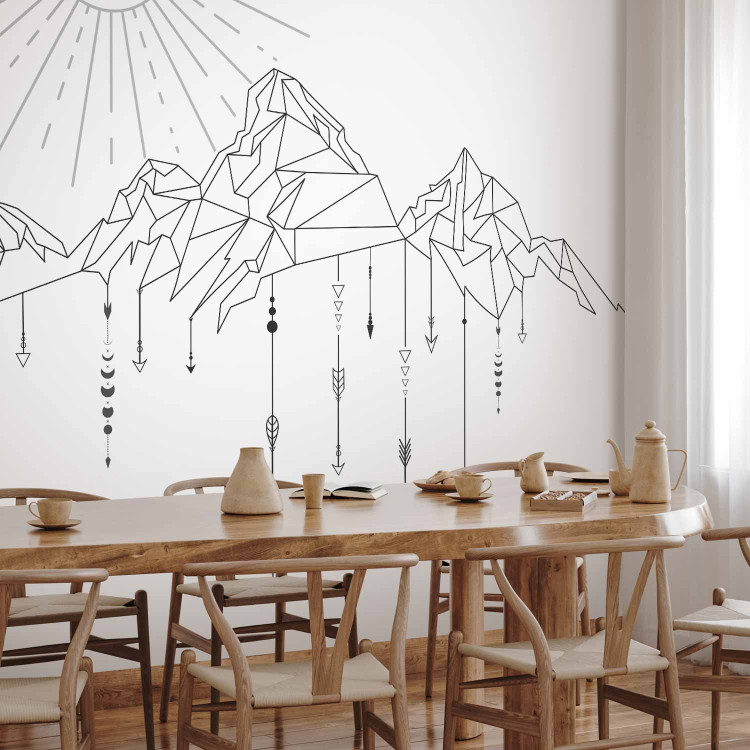 Wall Mural Outline of a Mountain Range - Minimalist Depiction of Mountains in Boho Style 151264 additionalImage 7