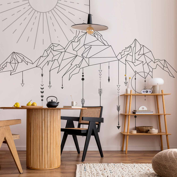 Wall Mural Outline of a Mountain Range - Minimalist Depiction of Mountains in Boho Style 151264 additionalImage 6