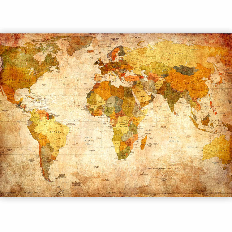 Wall Mural World Map - map with country and capital labels in a retro style 59964 additionalImage 5