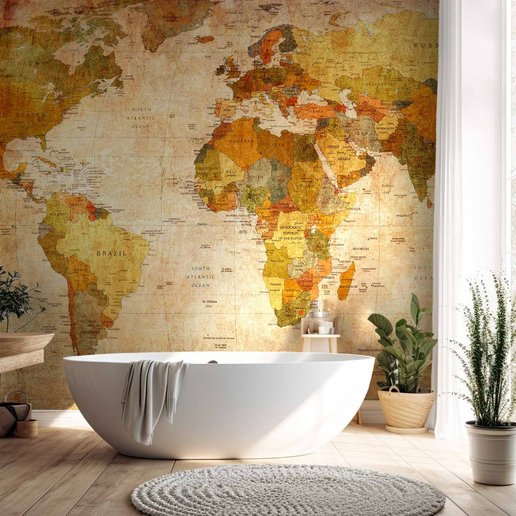 Wall Mural World Map - map with country and capital labels in a retro style 59964 additionalImage 8