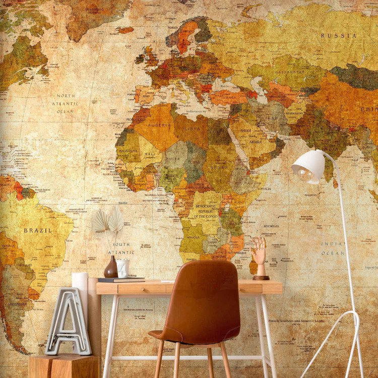 Wall Mural World Map - map with country and capital labels in a retro style 59964 additionalImage 4