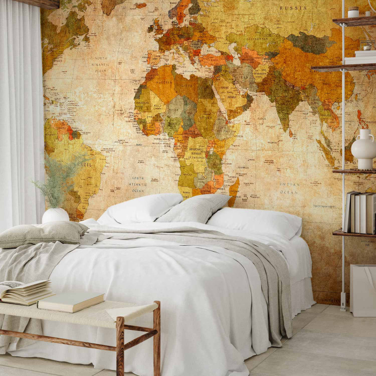 Wall Mural World Map - map with country and capital labels in a retro style 59964 additionalImage 2