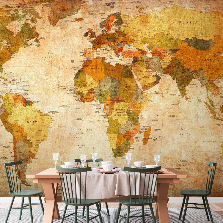 Wall Mural World Map - map with country and capital labels in a retro style 59964 additionalImage 6