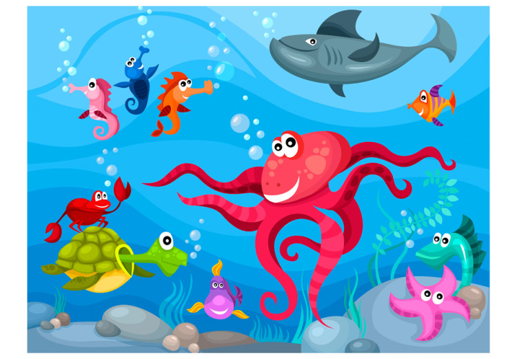 Wall Mural Underwater World - Marine animals: turtle, fish, octopus, and shark 61164 additionalImage 1