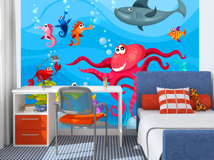 Wall Mural Underwater World - Marine animals: turtle, fish, octopus, and shark 61164