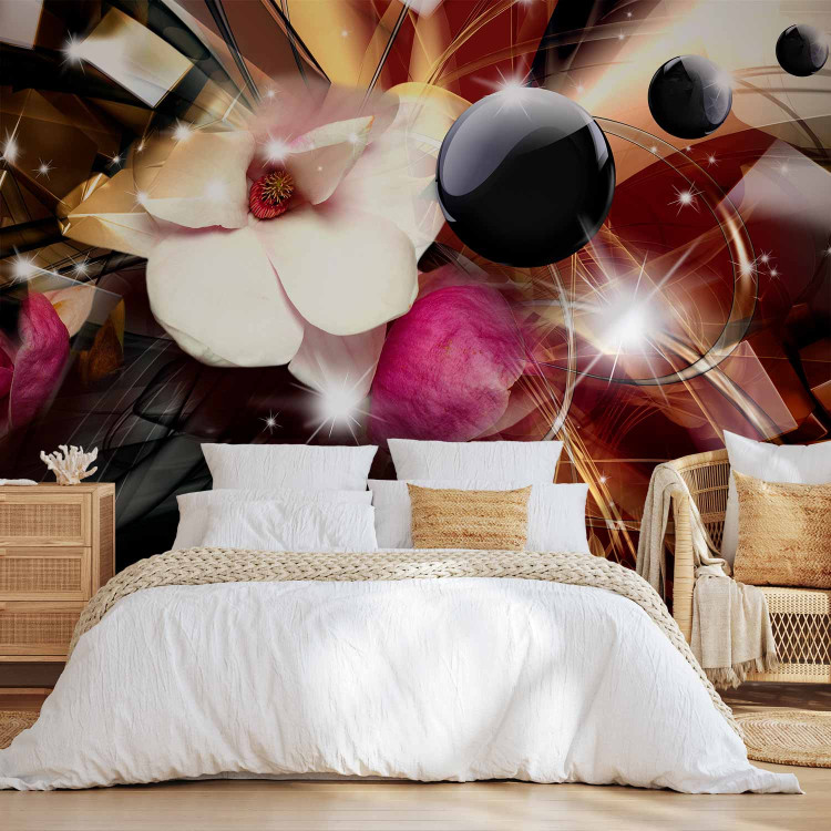 Wall Mural Colourful abstraction - composition with white flower with balls and patterns 63864 additionalImage 2