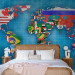Wall Mural World map - motif of continents in flag colours on a blue background 96764 additionalThumb 2